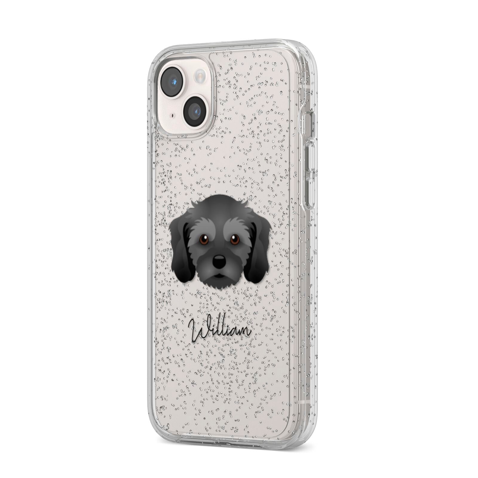 Cavachon Personalised iPhone 14 Plus Glitter Tough Case Starlight Angled Image
