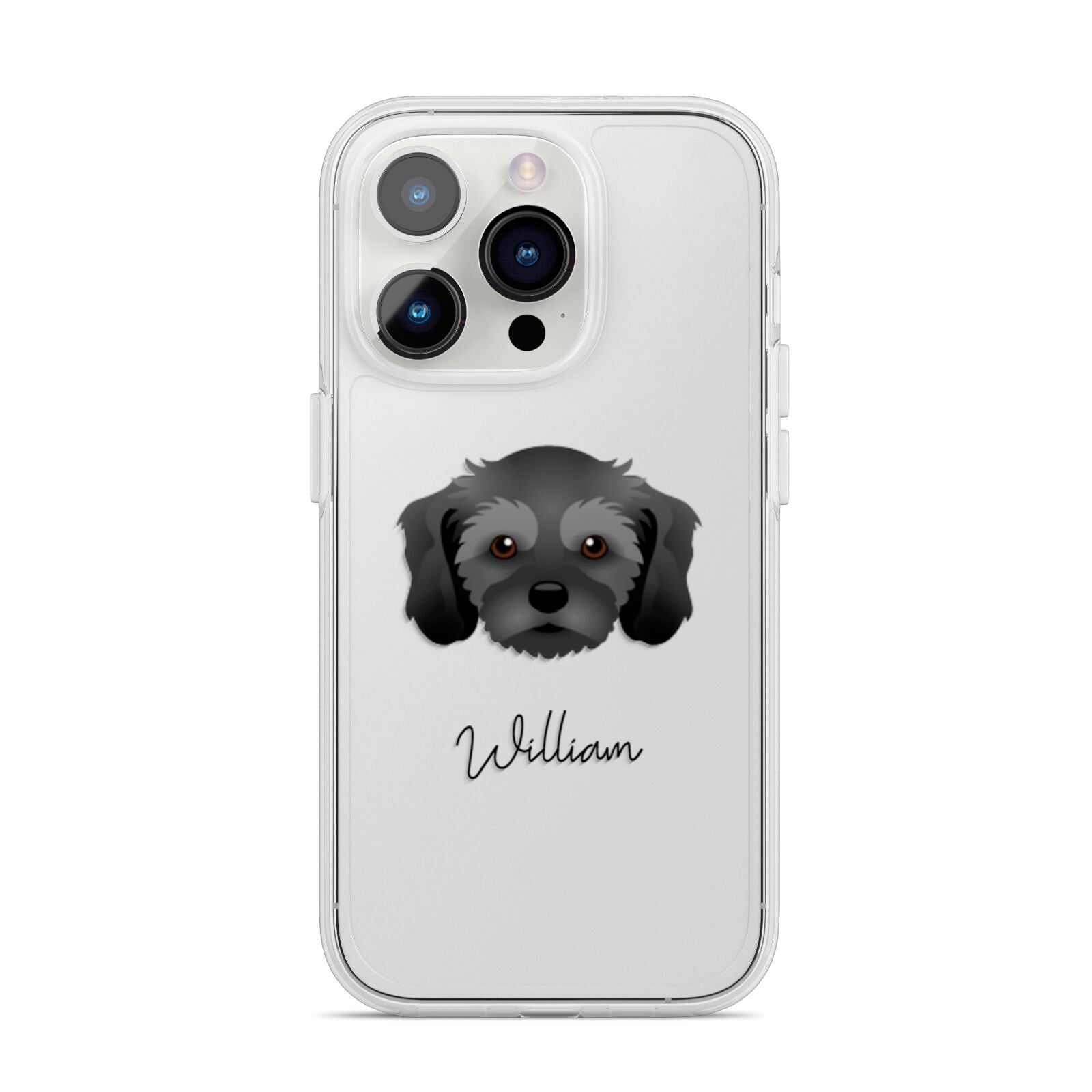 Cavachon Personalised iPhone 14 Pro Clear Tough Case Silver