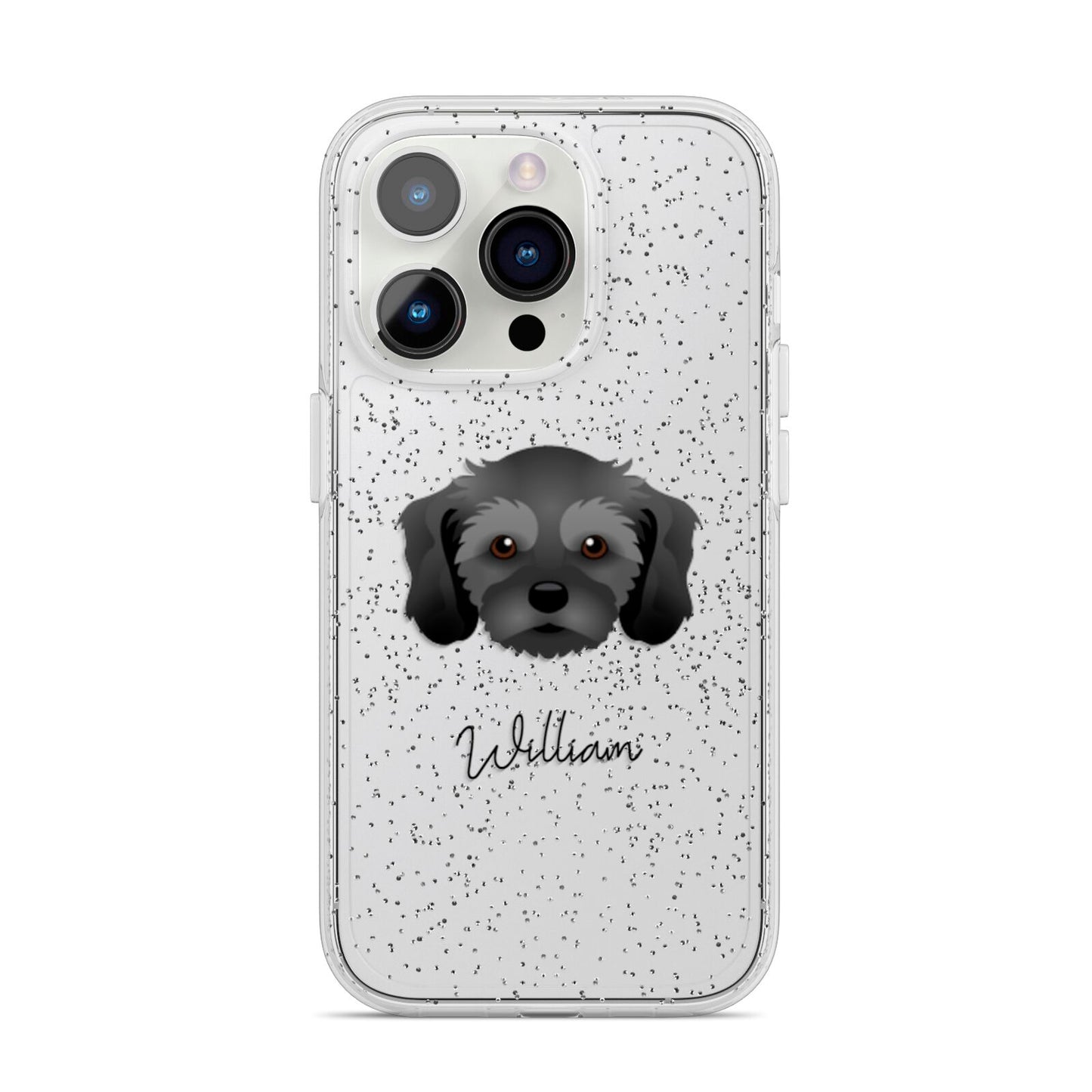 Cavachon Personalised iPhone 14 Pro Glitter Tough Case Silver