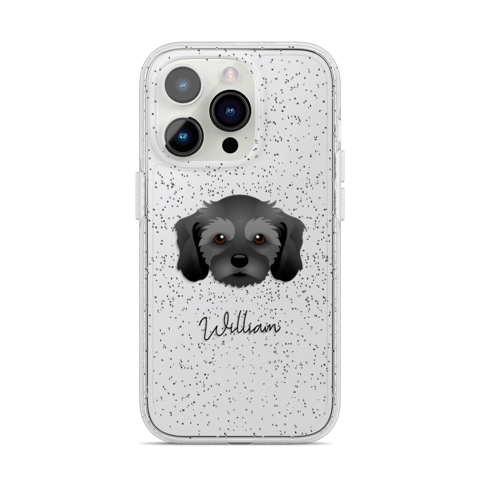 Cavachon Personalised iPhone 14 Pro Glitter Tough Case Silver