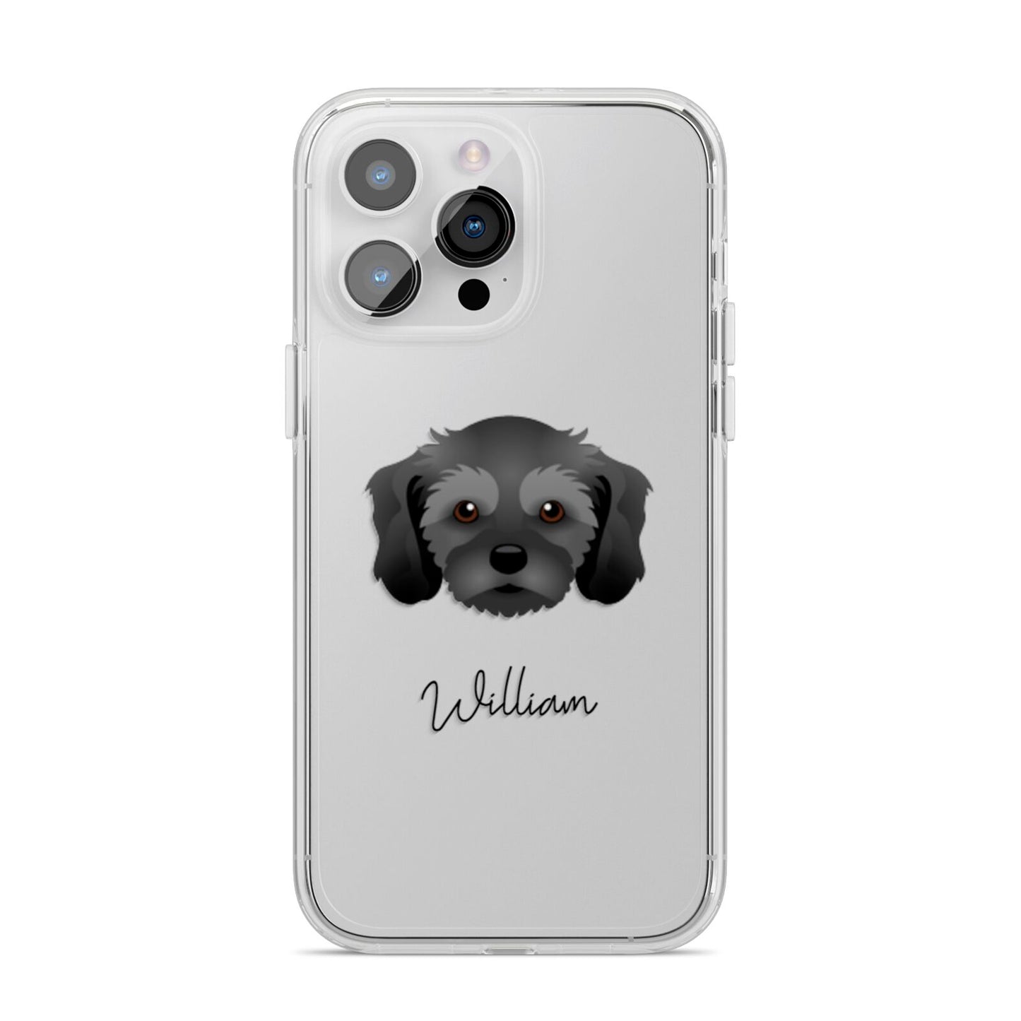 Cavachon Personalised iPhone 14 Pro Max Clear Tough Case Silver