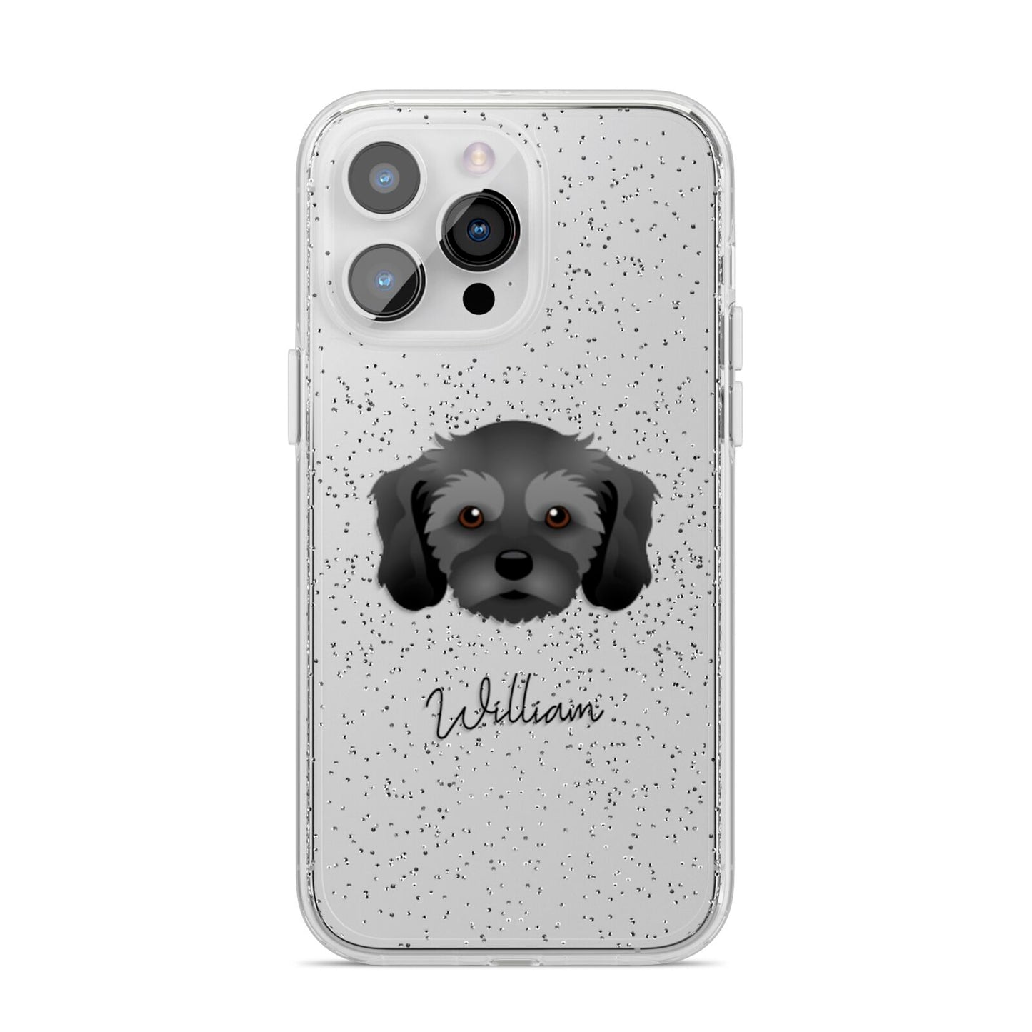 Cavachon Personalised iPhone 14 Pro Max Glitter Tough Case Silver
