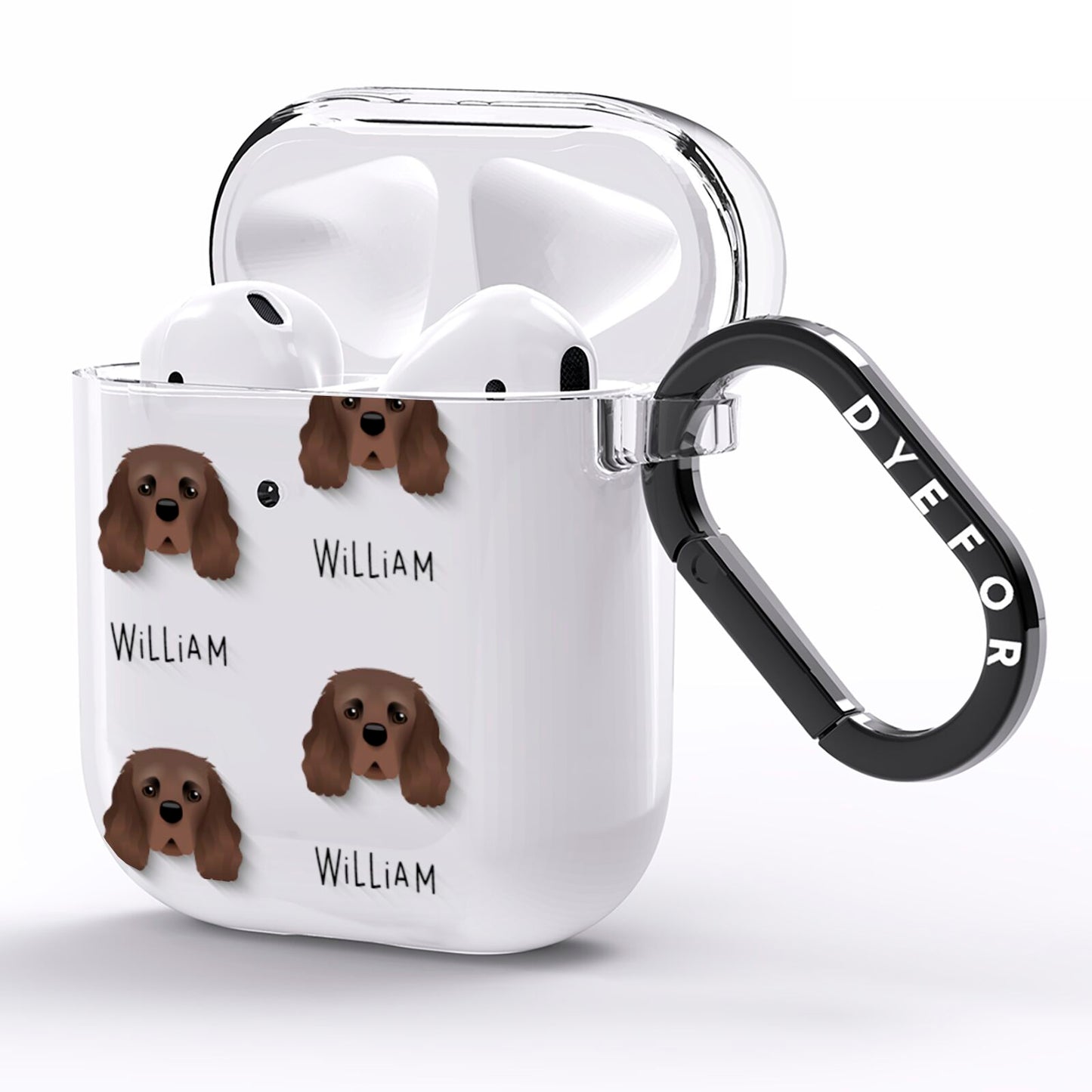 Cavalier King Charles Spaniel Icon with Name AirPods Clear Case Side Image