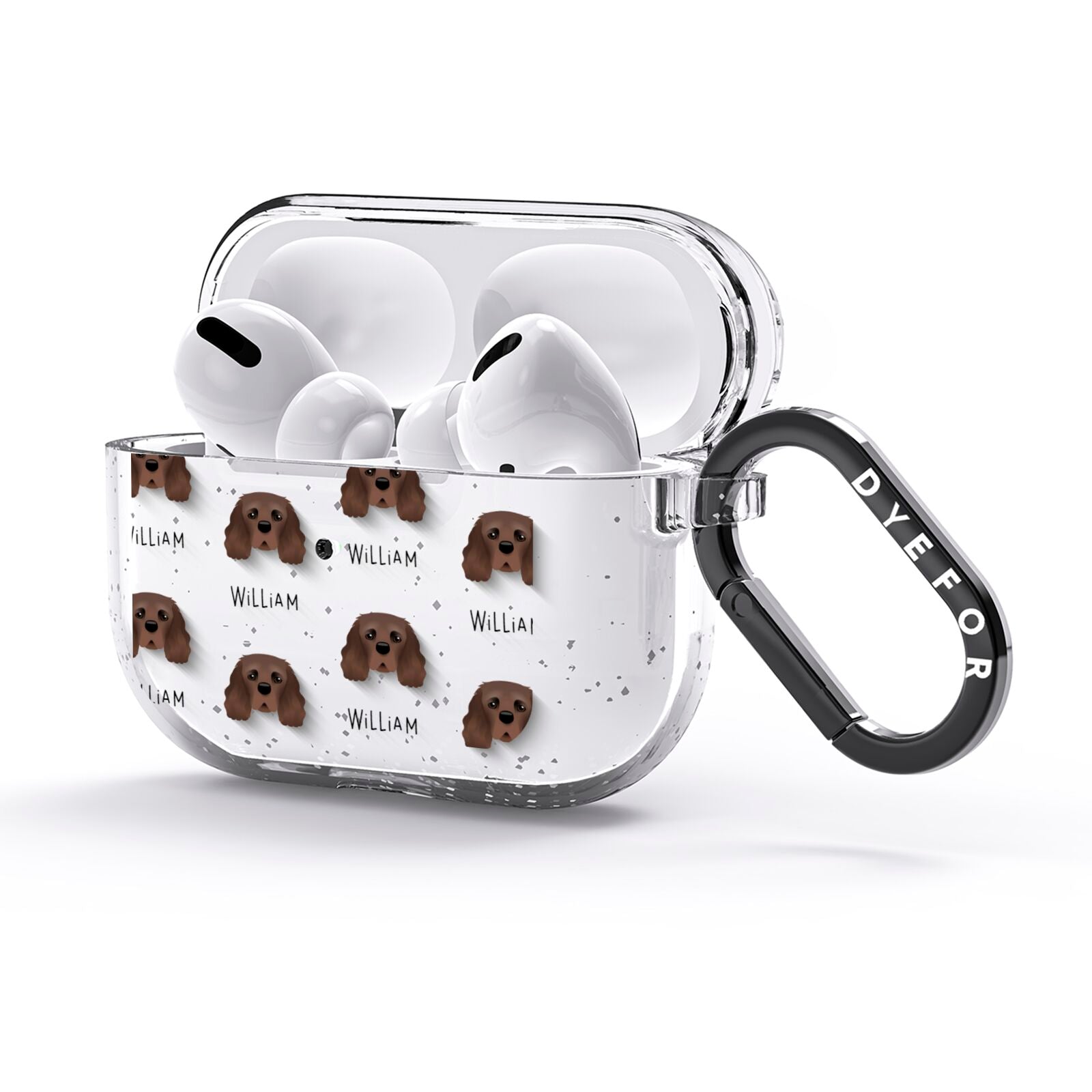 Cavalier King Charles Spaniel Icon with Name AirPods Glitter Case 3rd Gen Side Image