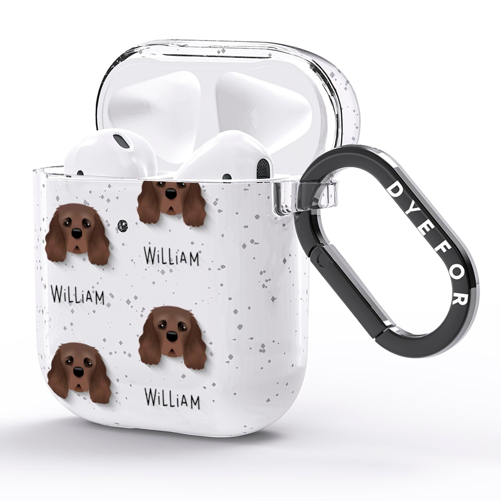 Cavalier King Charles Spaniel Icon with Name AirPods Glitter Case Side Image