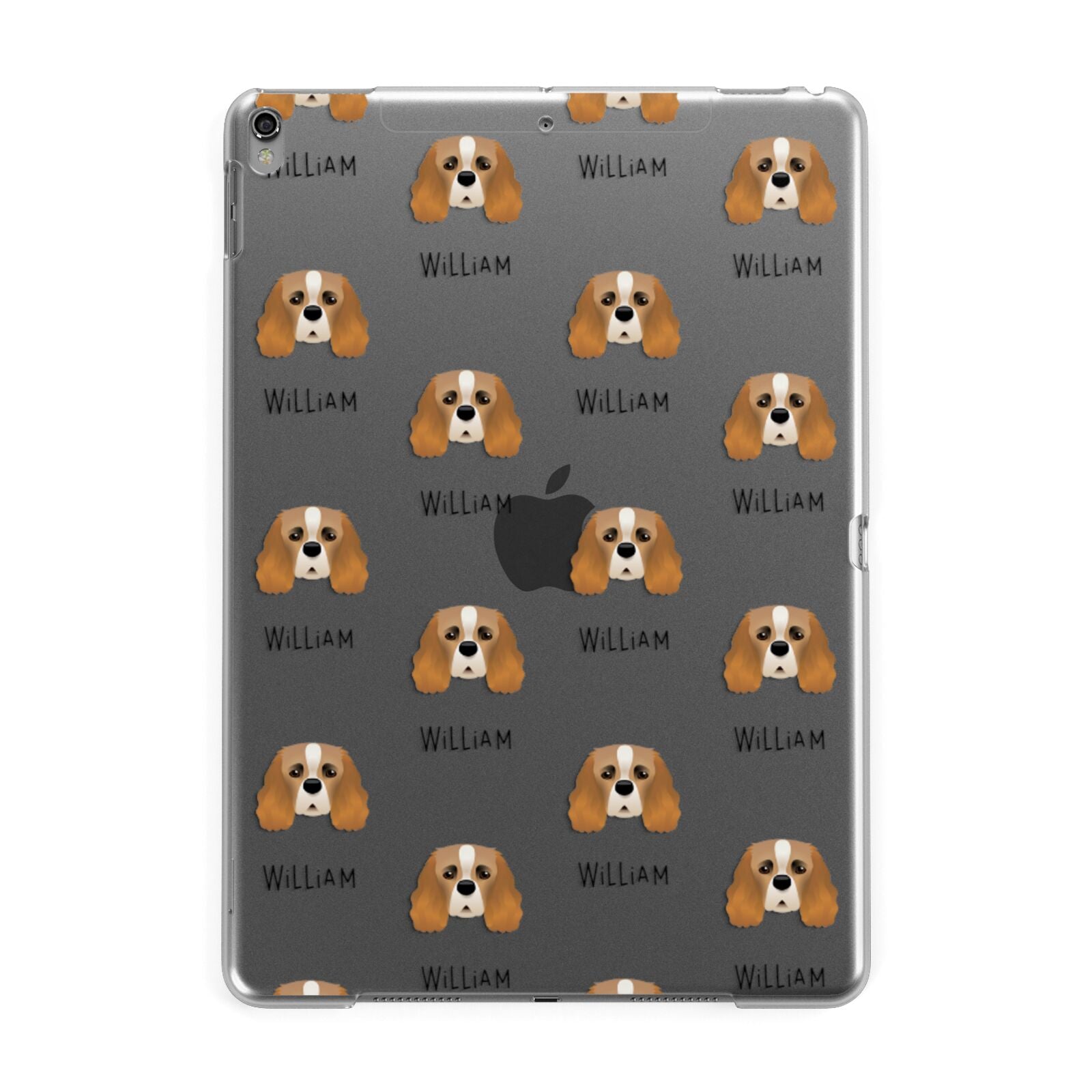 Cavalier King Charles Spaniel Icon with Name Apple iPad Grey Case
