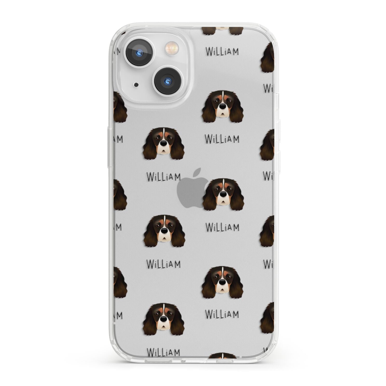 Cavalier King Charles Spaniel Icon with Name iPhone 13 Clear Bumper Case