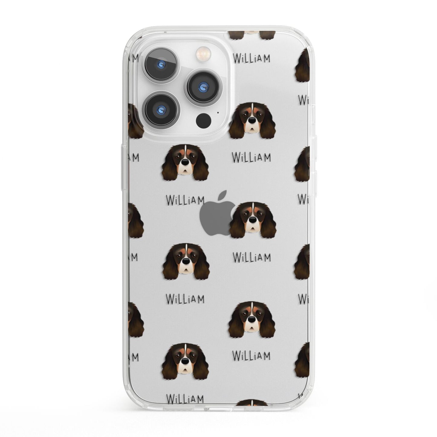 Cavalier King Charles Spaniel Icon with Name iPhone 13 Pro Clear Bumper Case