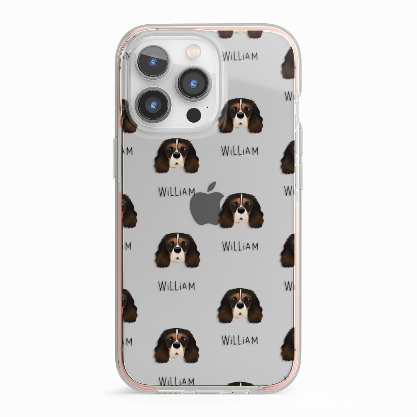Cavalier King Charles Spaniel Icon with Name iPhone 13 Pro TPU Impact Case with Pink Edges