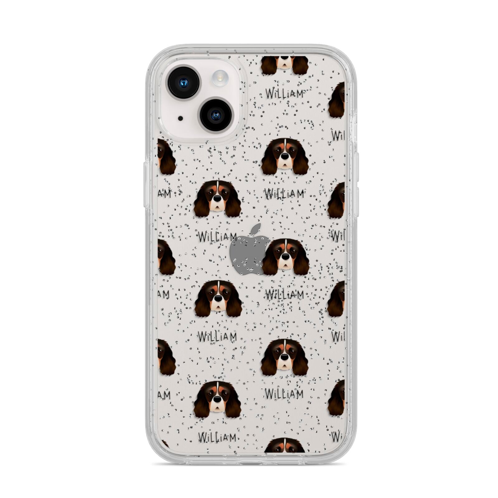Cavalier King Charles Spaniel Icon with Name iPhone 14 Plus Glitter Tough Case Starlight