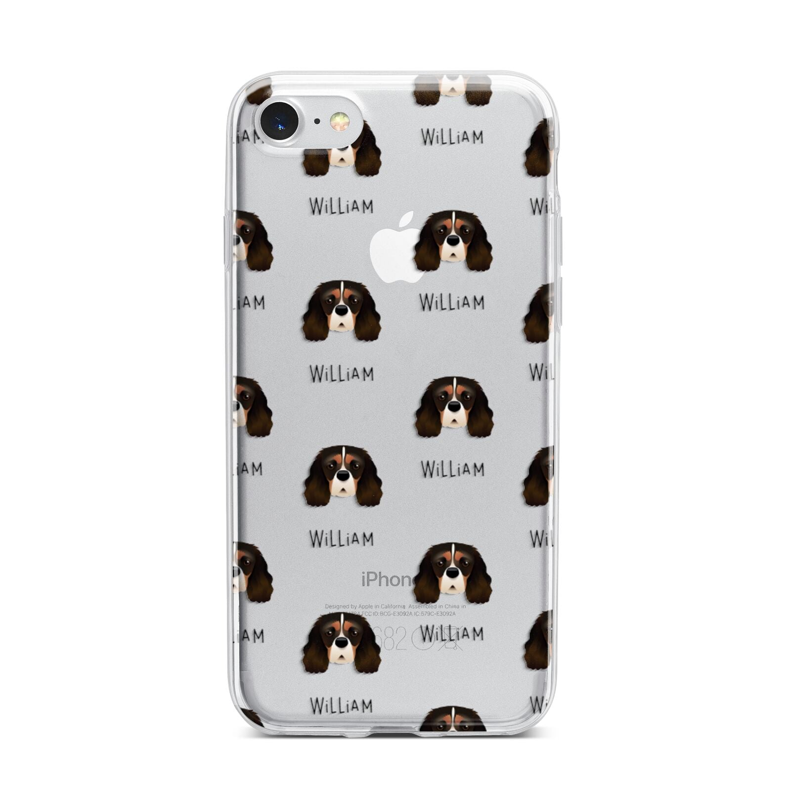 Cavalier King Charles Spaniel Icon with Name iPhone 7 Bumper Case on Silver iPhone