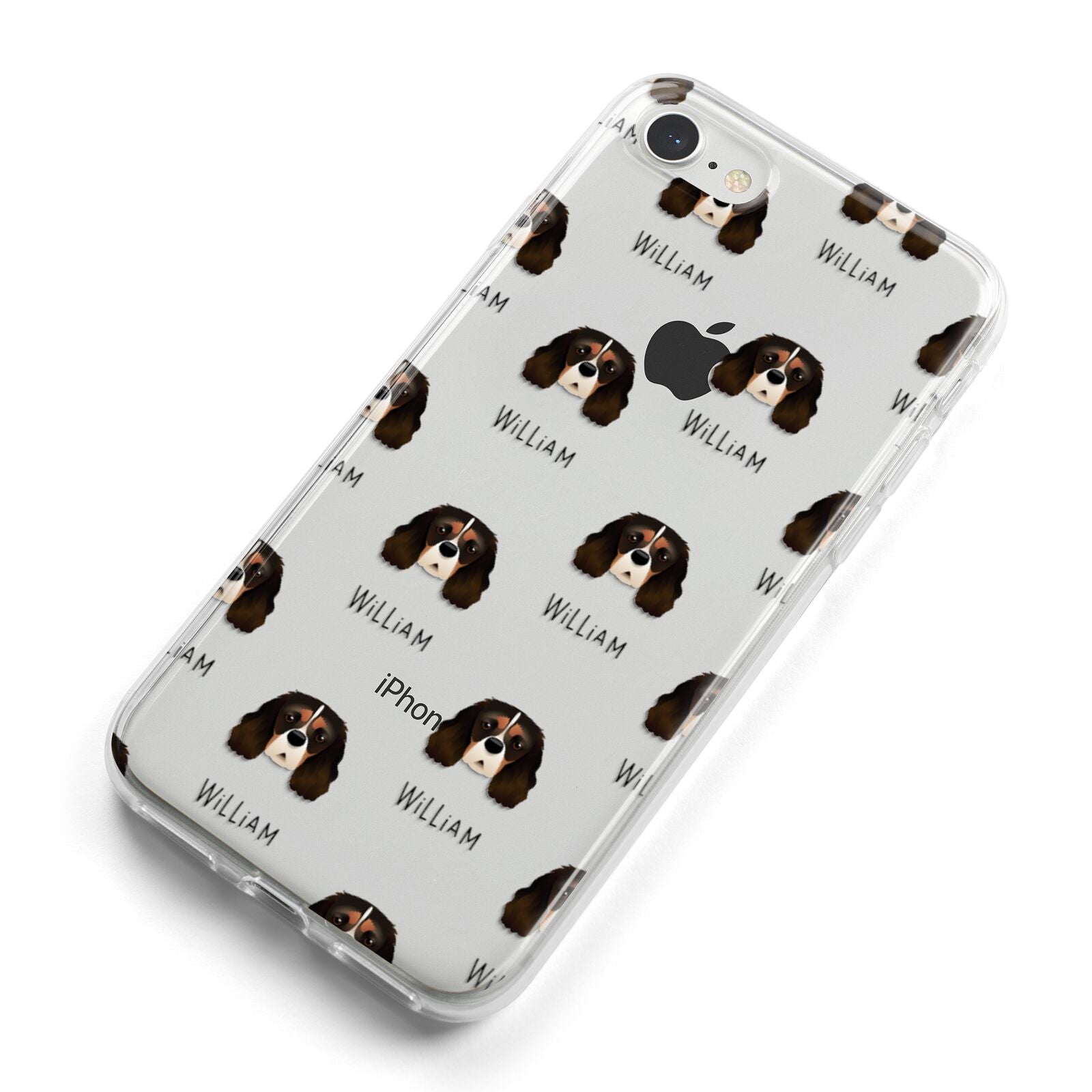 Cavalier King Charles Spaniel Icon with Name iPhone 8 Bumper Case on Silver iPhone Alternative Image