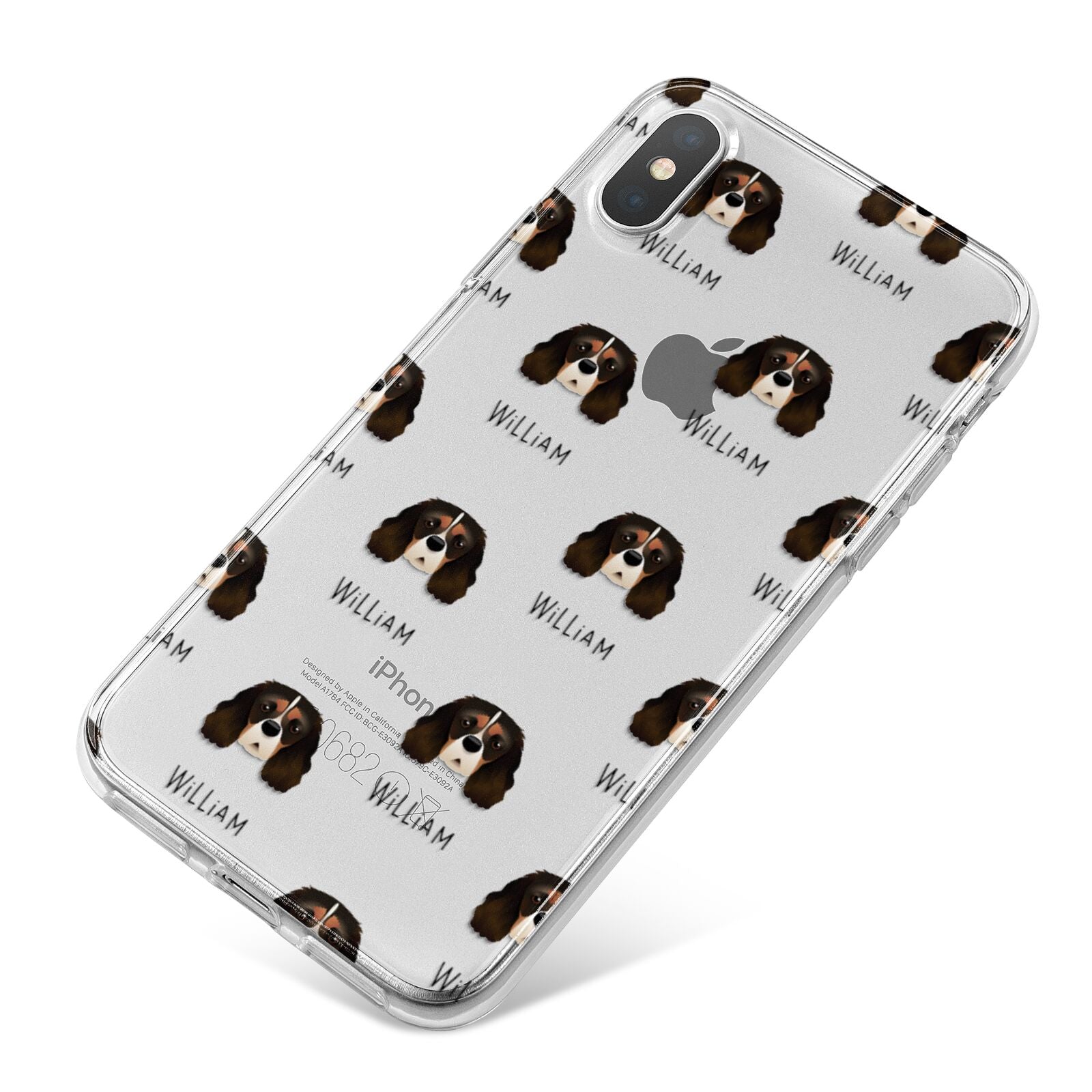 Cavalier King Charles Spaniel Icon with Name iPhone X Bumper Case on Silver iPhone