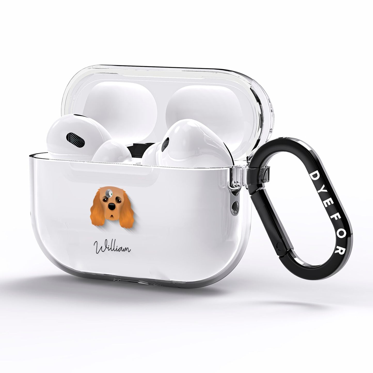 Cavalier King Charles Spaniel Personalised AirPods Pro Clear Case Side Image
