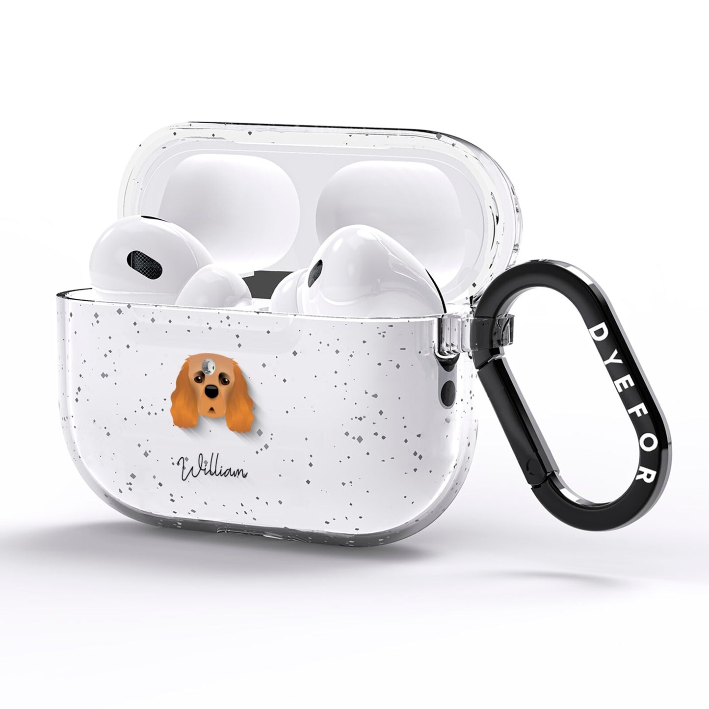 Cavalier King Charles Spaniel Personalised AirPods Pro Glitter Case Side Image