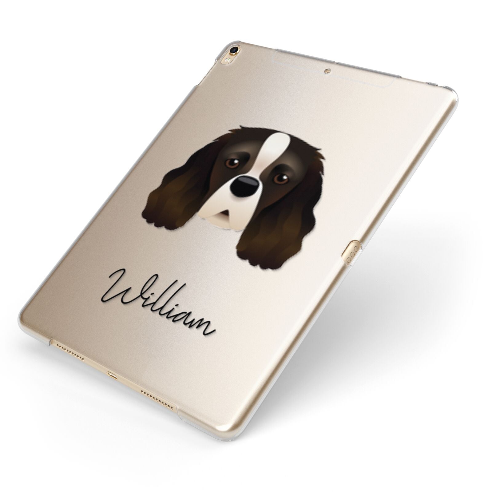 Cavalier King Charles Spaniel Personalised Apple iPad Case on Gold iPad Side View