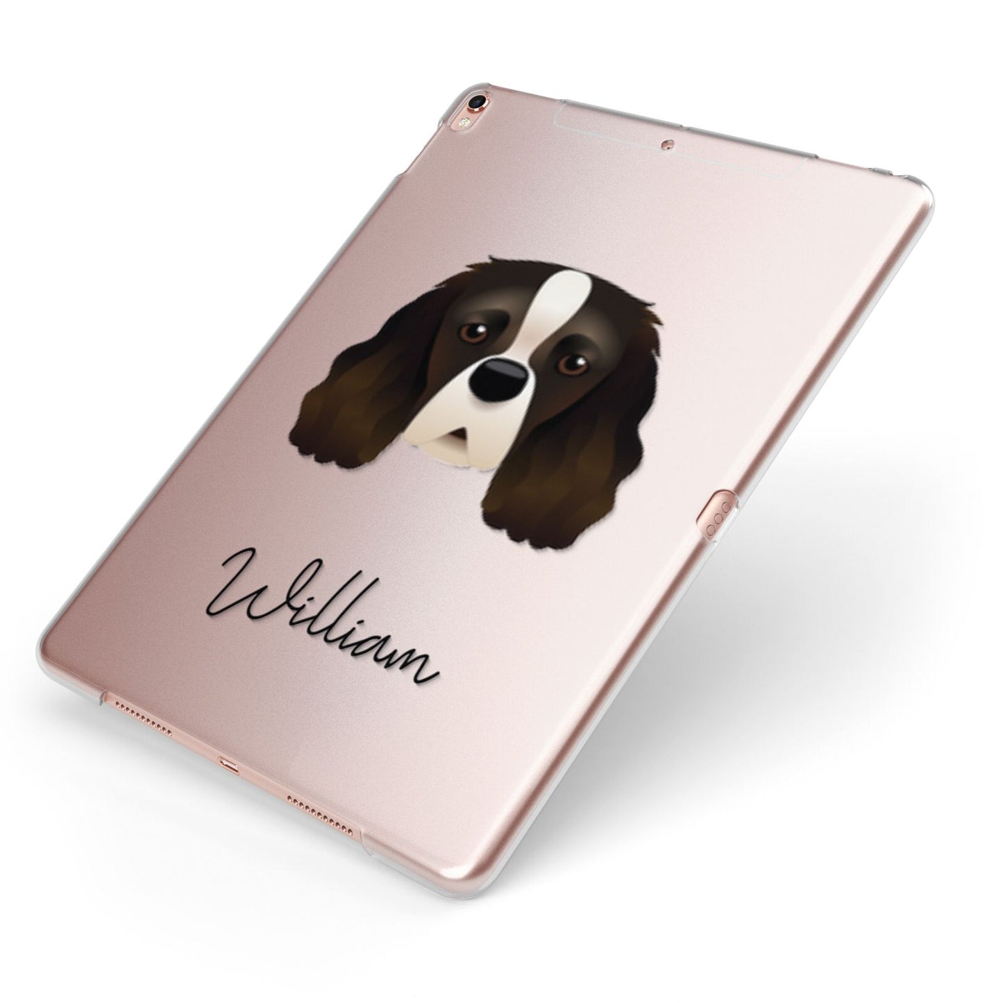 Cavalier King Charles Spaniel Personalised Apple iPad Case on Rose Gold iPad Side View