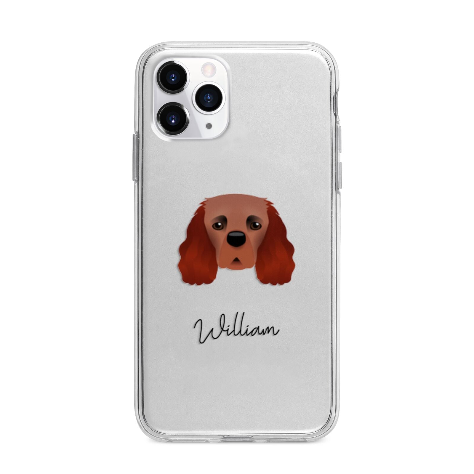 Cavalier King Charles Spaniel Personalised Apple iPhone 11 Pro Max in Silver with Bumper Case