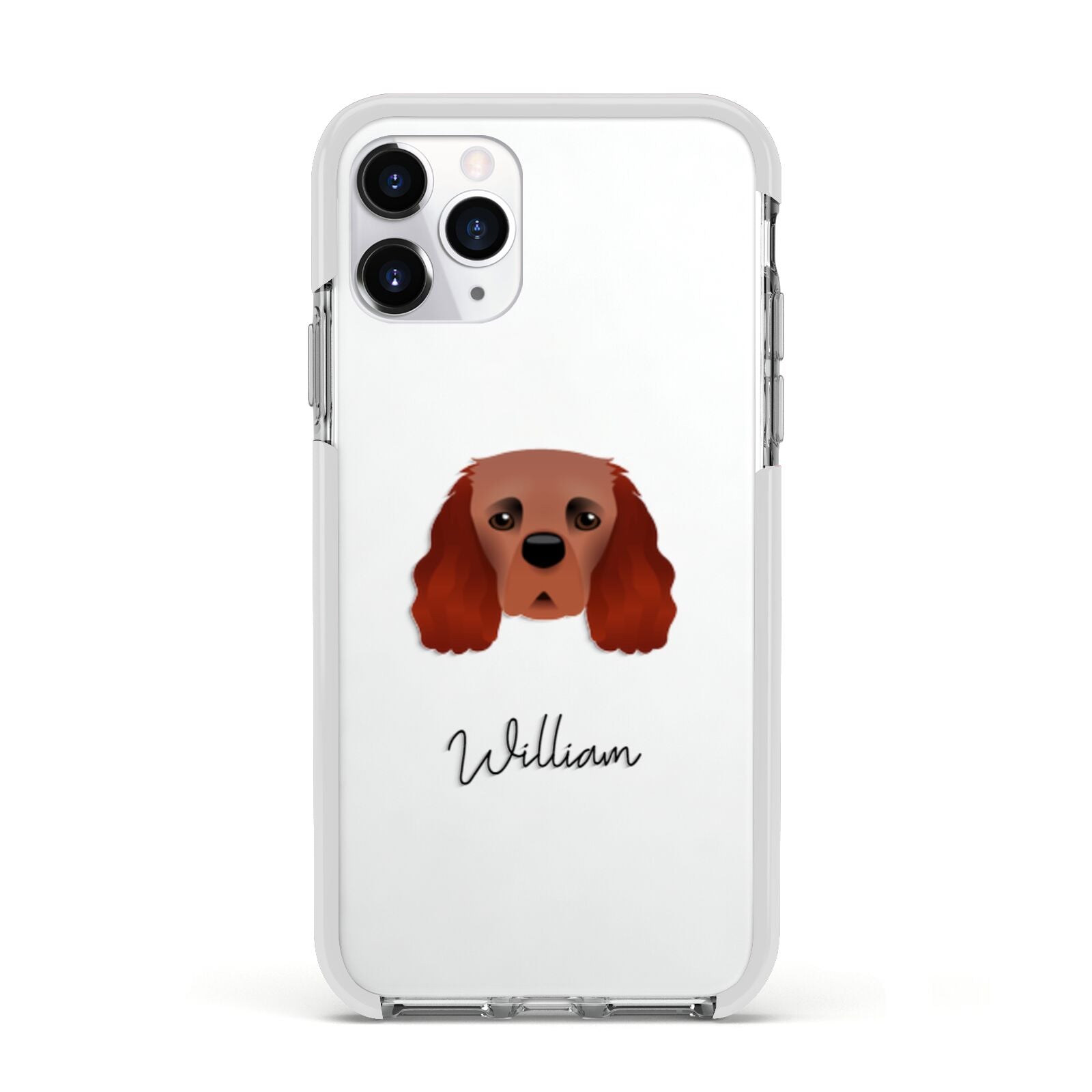 Cavalier King Charles Spaniel Personalised Apple iPhone 11 Pro in Silver with White Impact Case