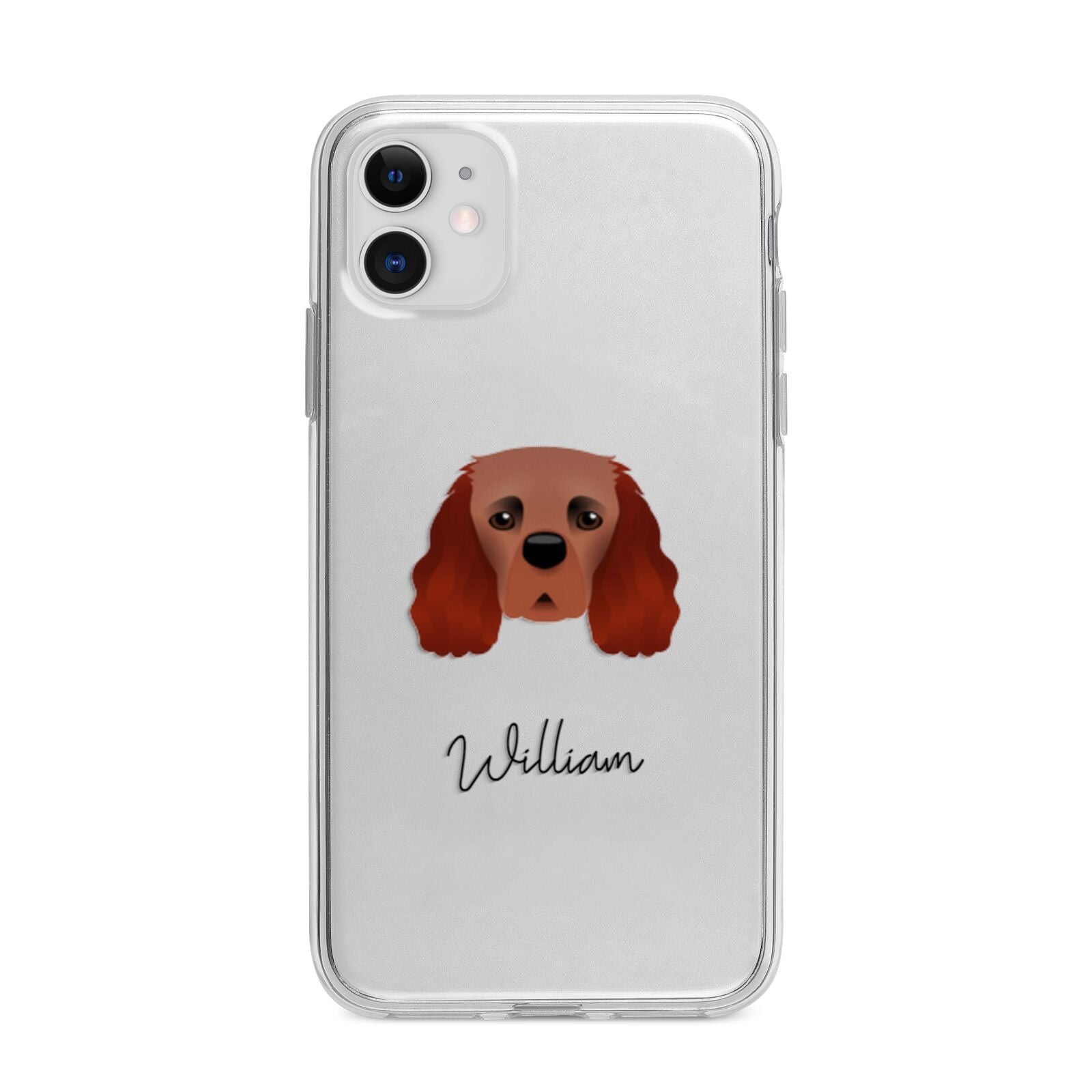 Cavalier King Charles Spaniel Personalised Apple iPhone 11 in White with Bumper Case