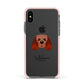 Cavalier King Charles Spaniel Personalised Apple iPhone Xs Impact Case Pink Edge on Black Phone