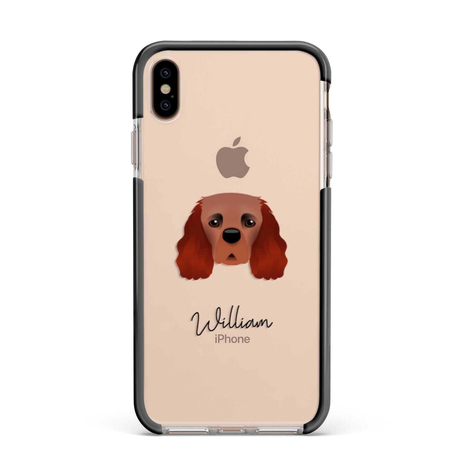 Cavalier King Charles Spaniel Personalised Apple iPhone Xs Max Impact Case Black Edge on Gold Phone