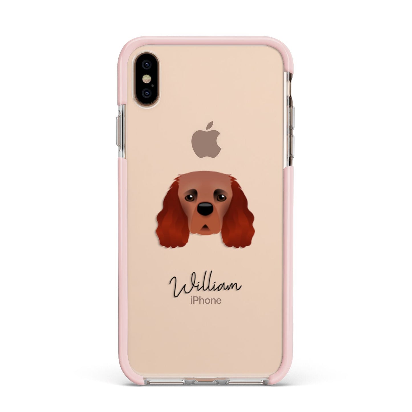 Cavalier King Charles Spaniel Personalised Apple iPhone Xs Max Impact Case Pink Edge on Gold Phone