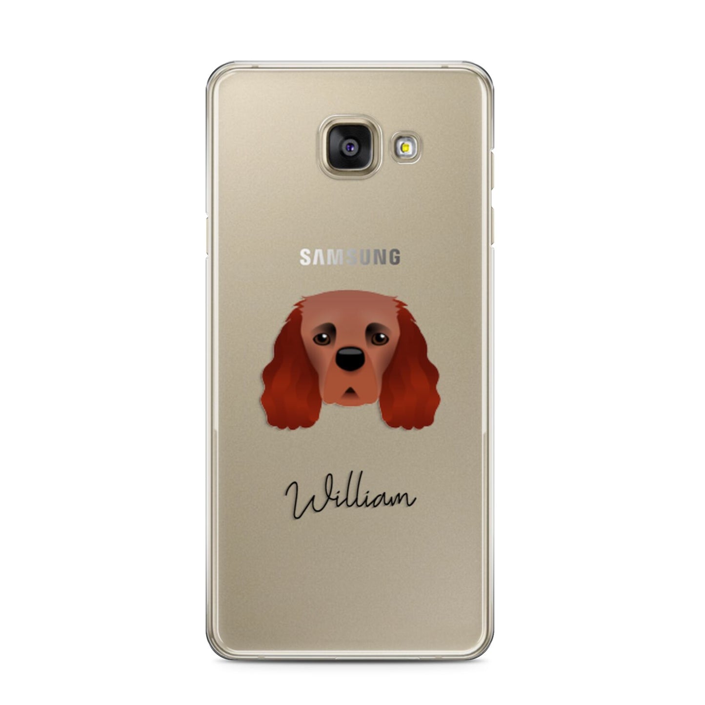 Cavalier King Charles Spaniel Personalised Samsung Galaxy A3 2016 Case on gold phone