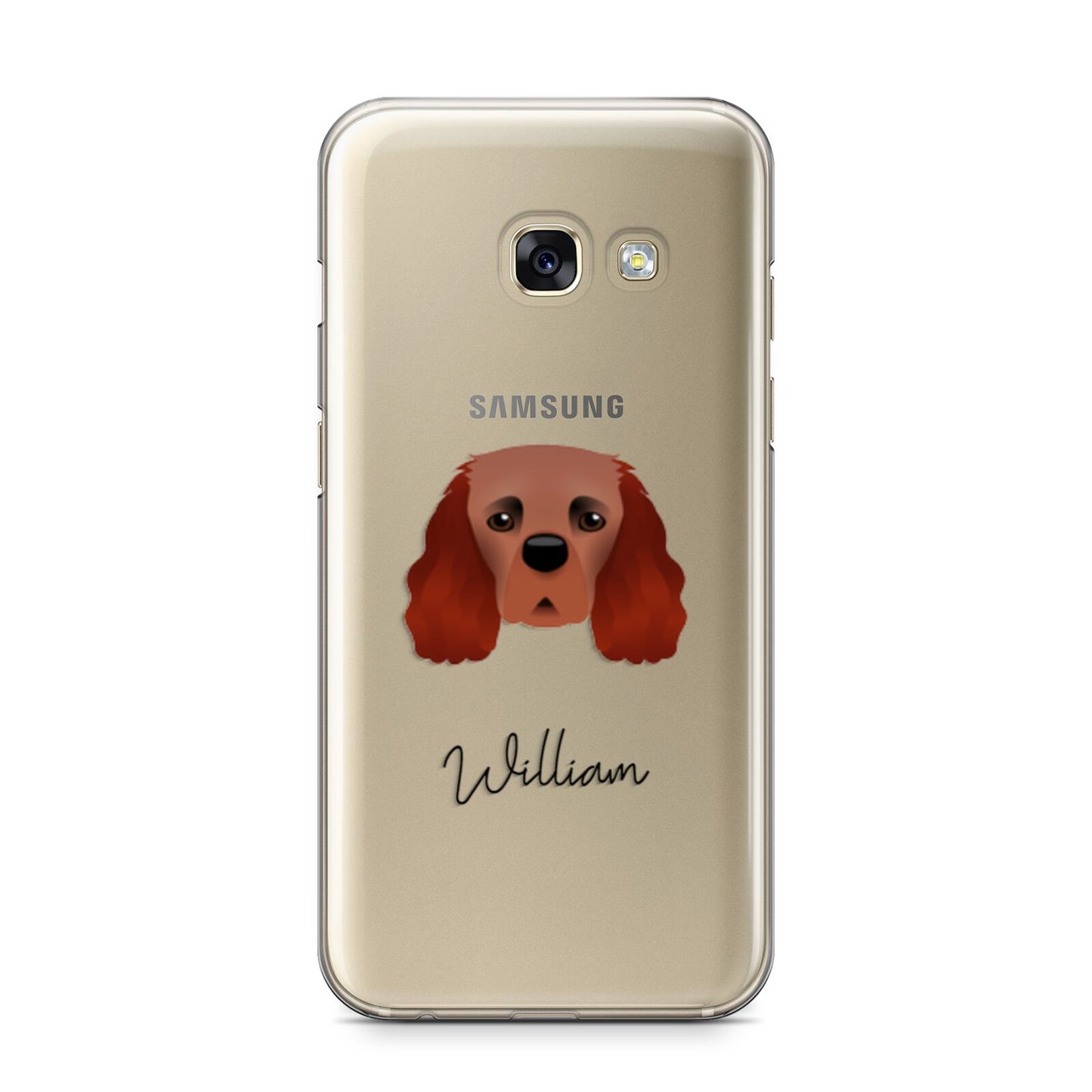 Cavalier King Charles Spaniel Personalised Samsung Galaxy A3 2017 Case on gold phone