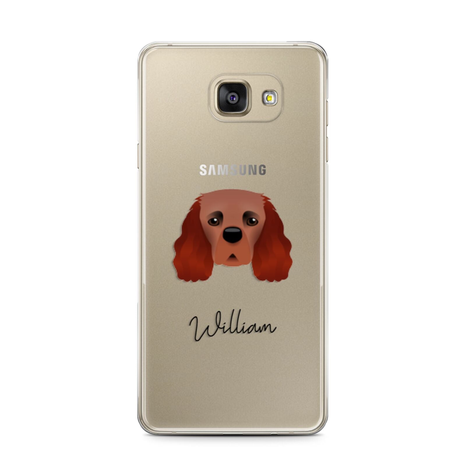 Cavalier King Charles Spaniel Personalised Samsung Galaxy A7 2016 Case on gold phone