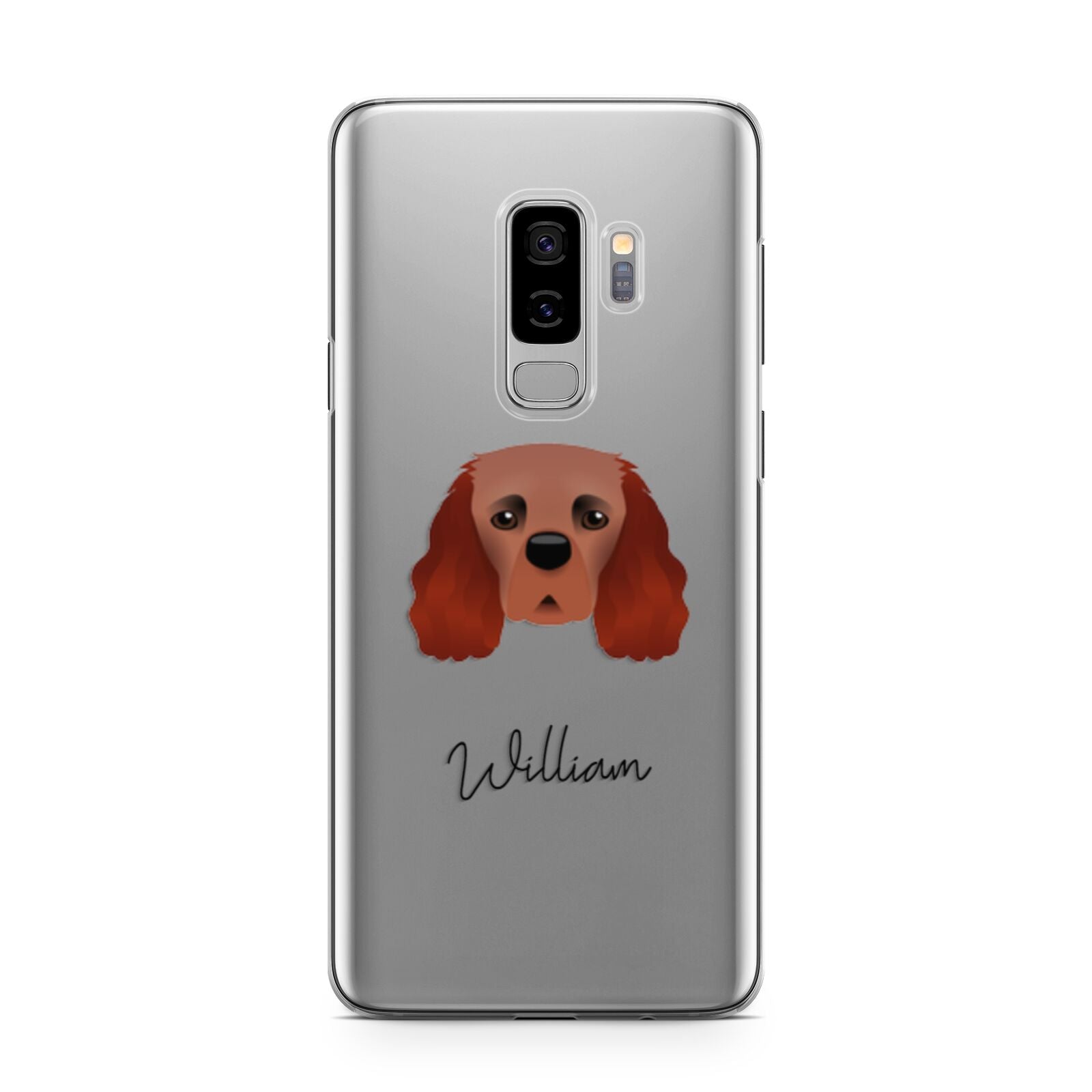 Cavalier King Charles Spaniel Personalised Samsung Galaxy S9 Plus Case on Silver phone