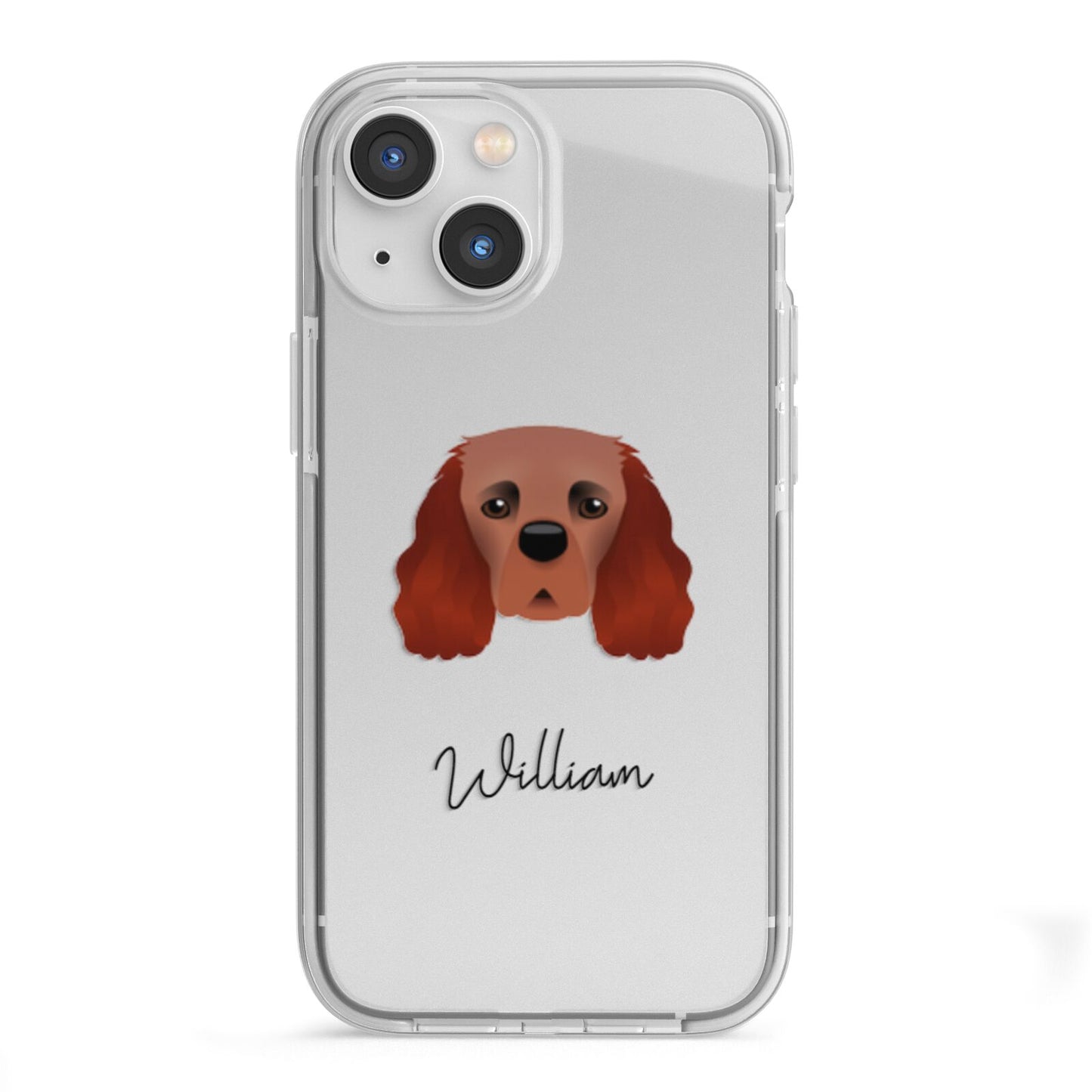 Cavalier King Charles Spaniel Personalised iPhone 13 Mini TPU Impact Case with White Edges
