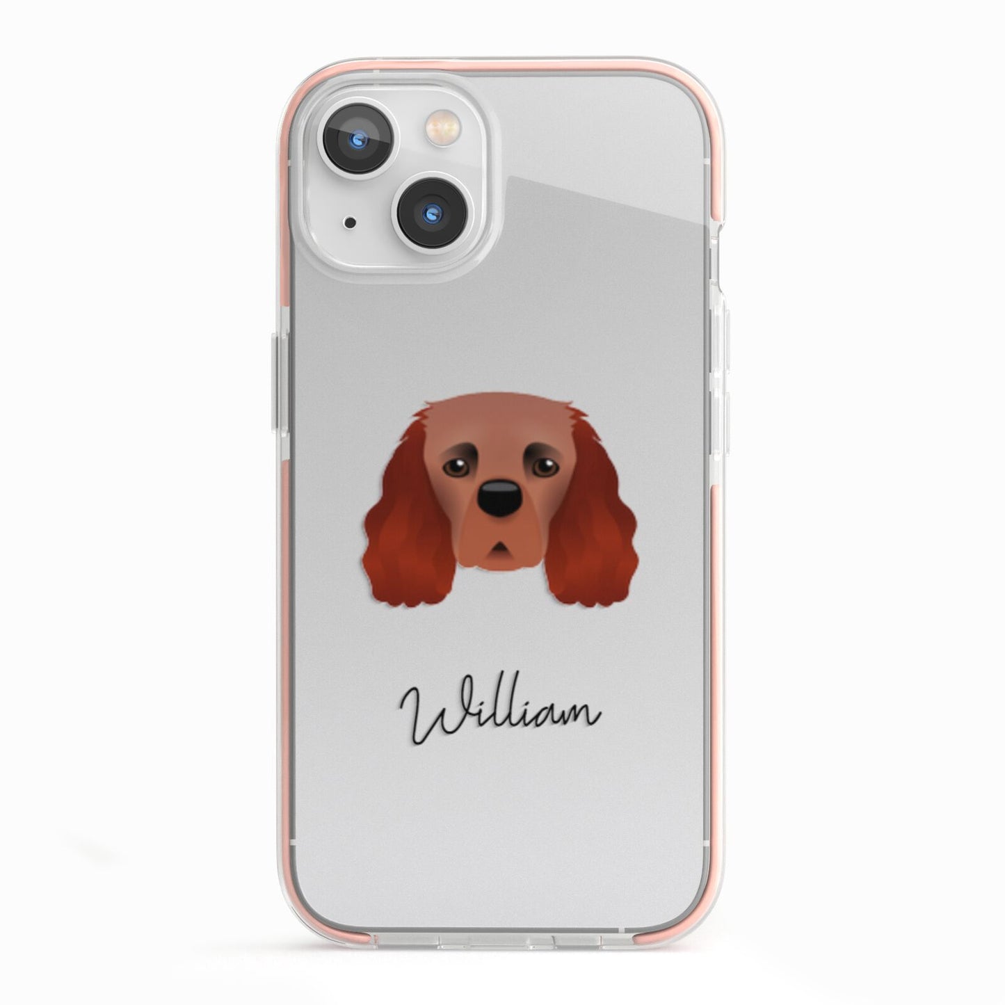 Cavalier King Charles Spaniel Personalised iPhone 13 TPU Impact Case with Pink Edges