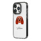 Cavalier King Charles Spaniel Personalised iPhone 14 Pro Black Impact Case Side Angle on Silver phone
