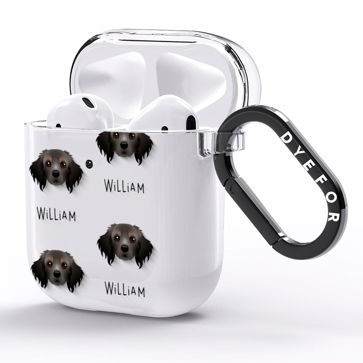 Cavapom Icon with Name AirPods Clear Case Side Image