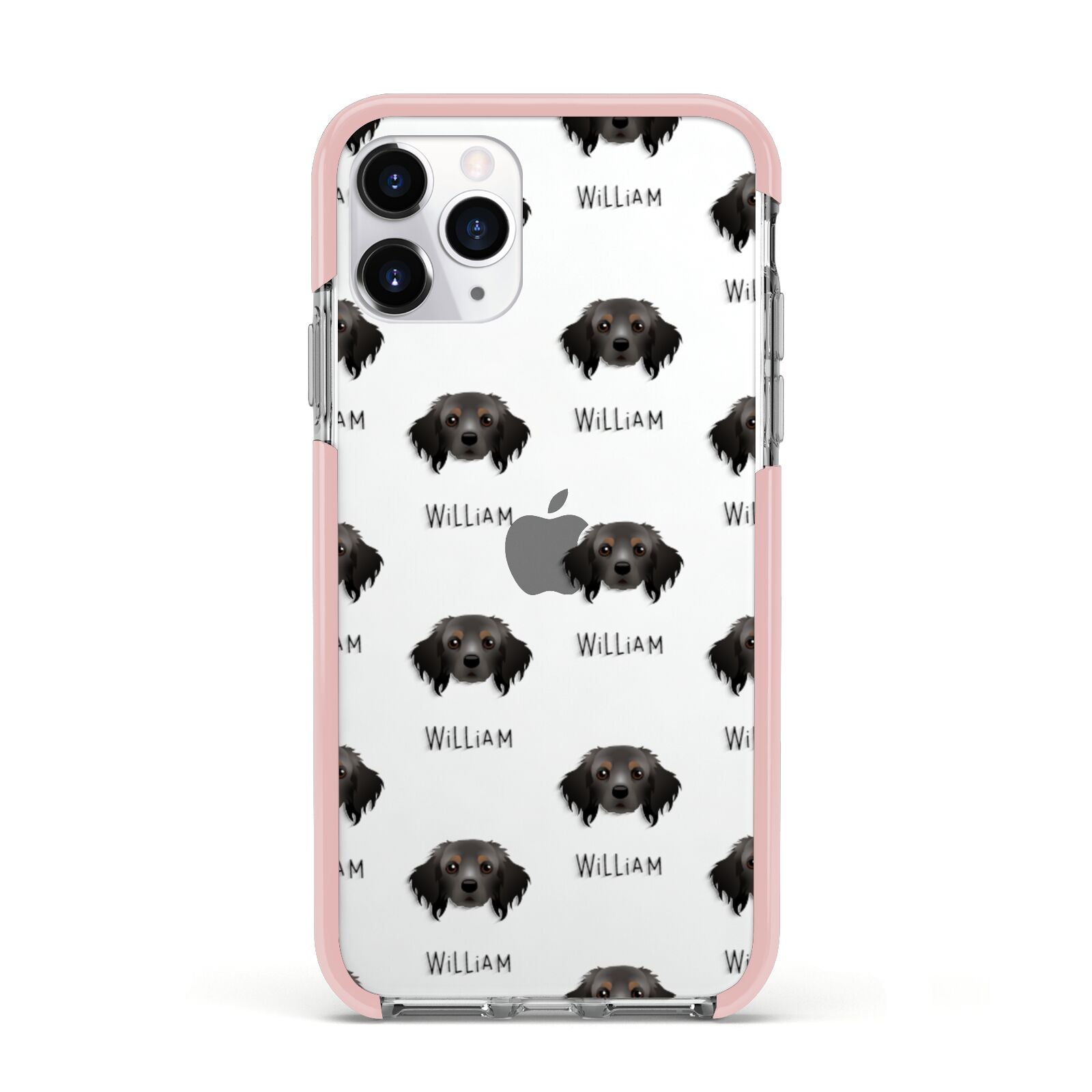 Cavapom Icon with Name Apple iPhone 11 Pro in Silver with Pink Impact Case