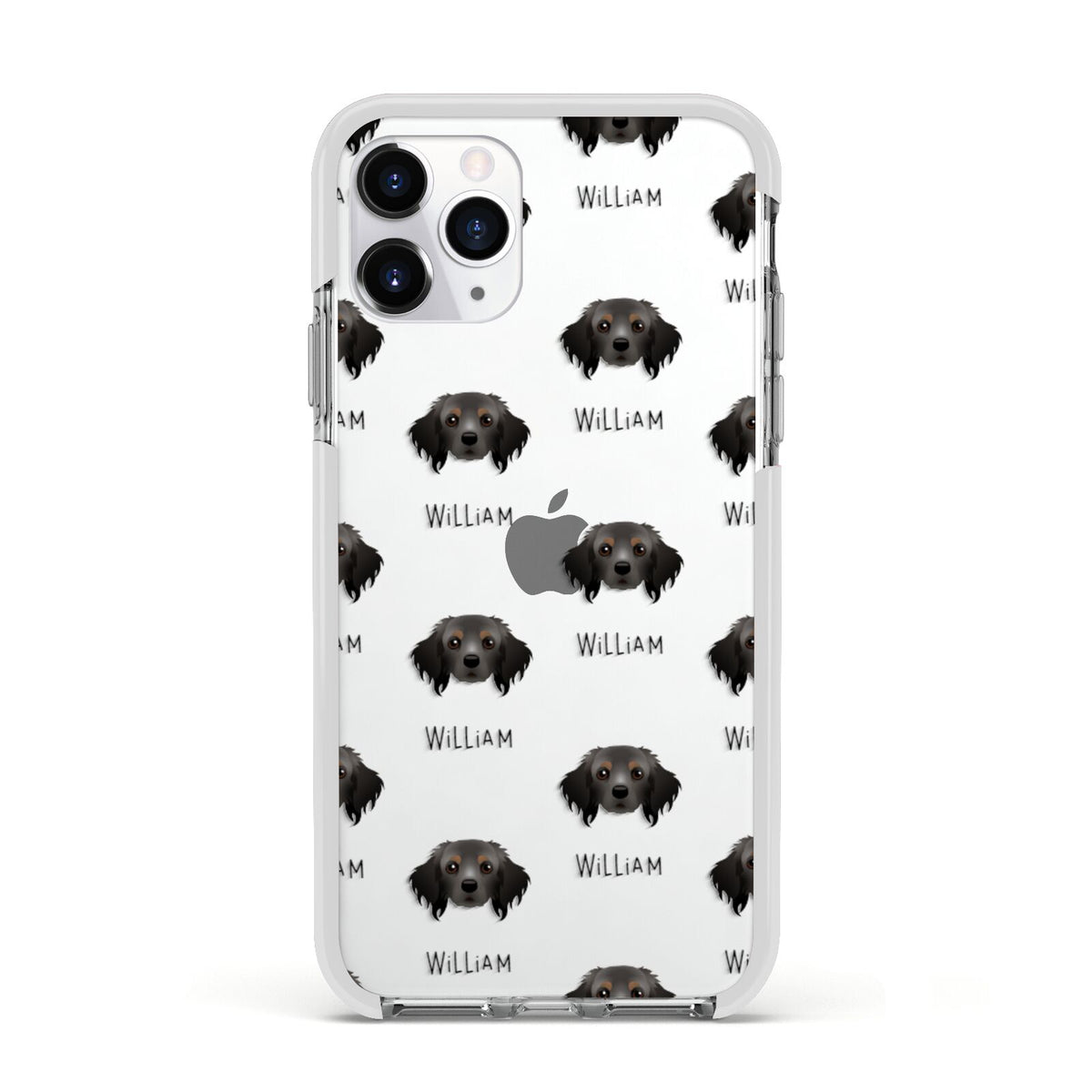 Cavapom Icon with Name Apple iPhone 11 Pro in Silver with White Impact Case