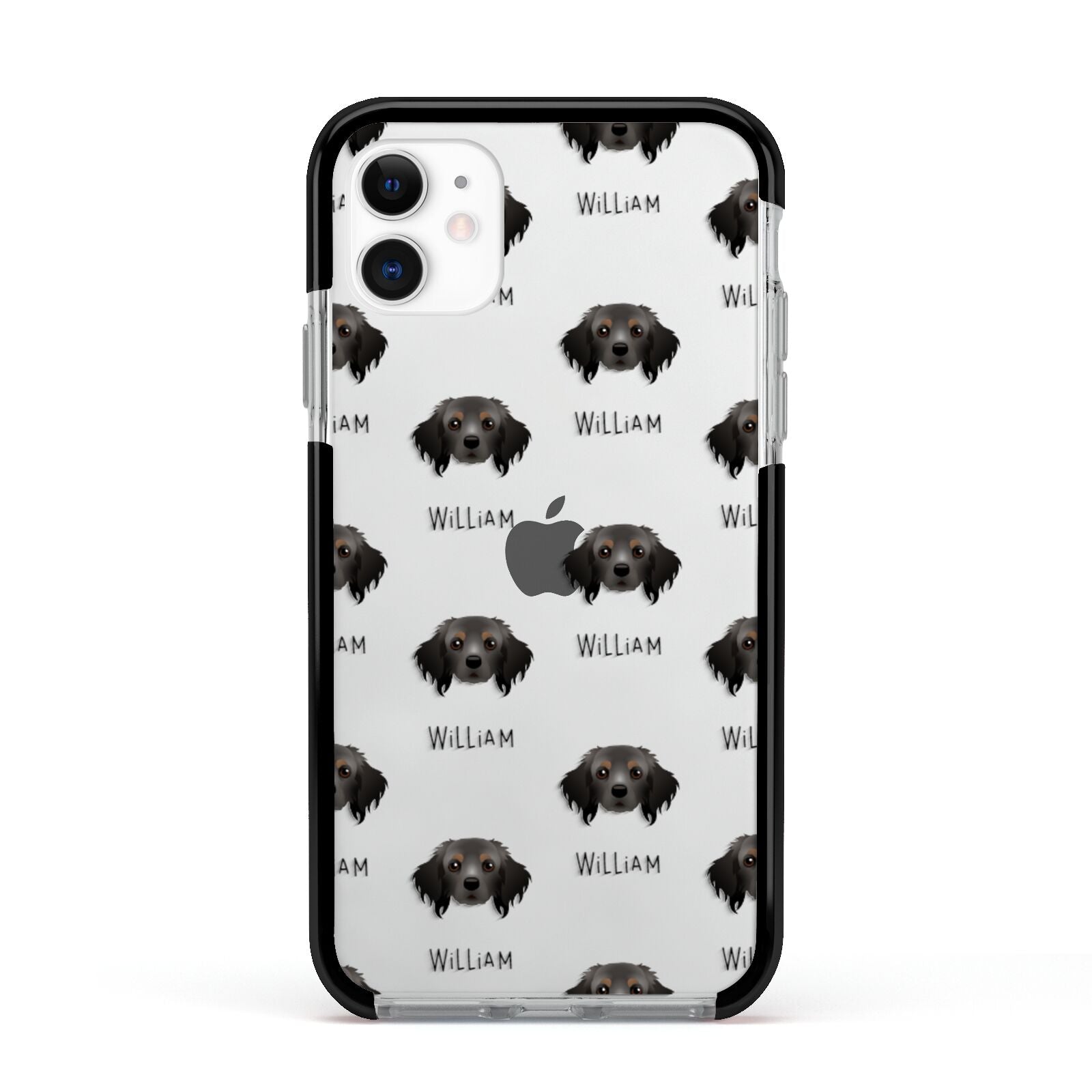 Cavapom Icon with Name Apple iPhone 11 in White with Black Impact Case