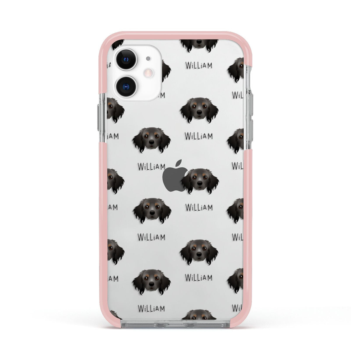 Cavapom Icon with Name Apple iPhone 11 in White with Pink Impact Case