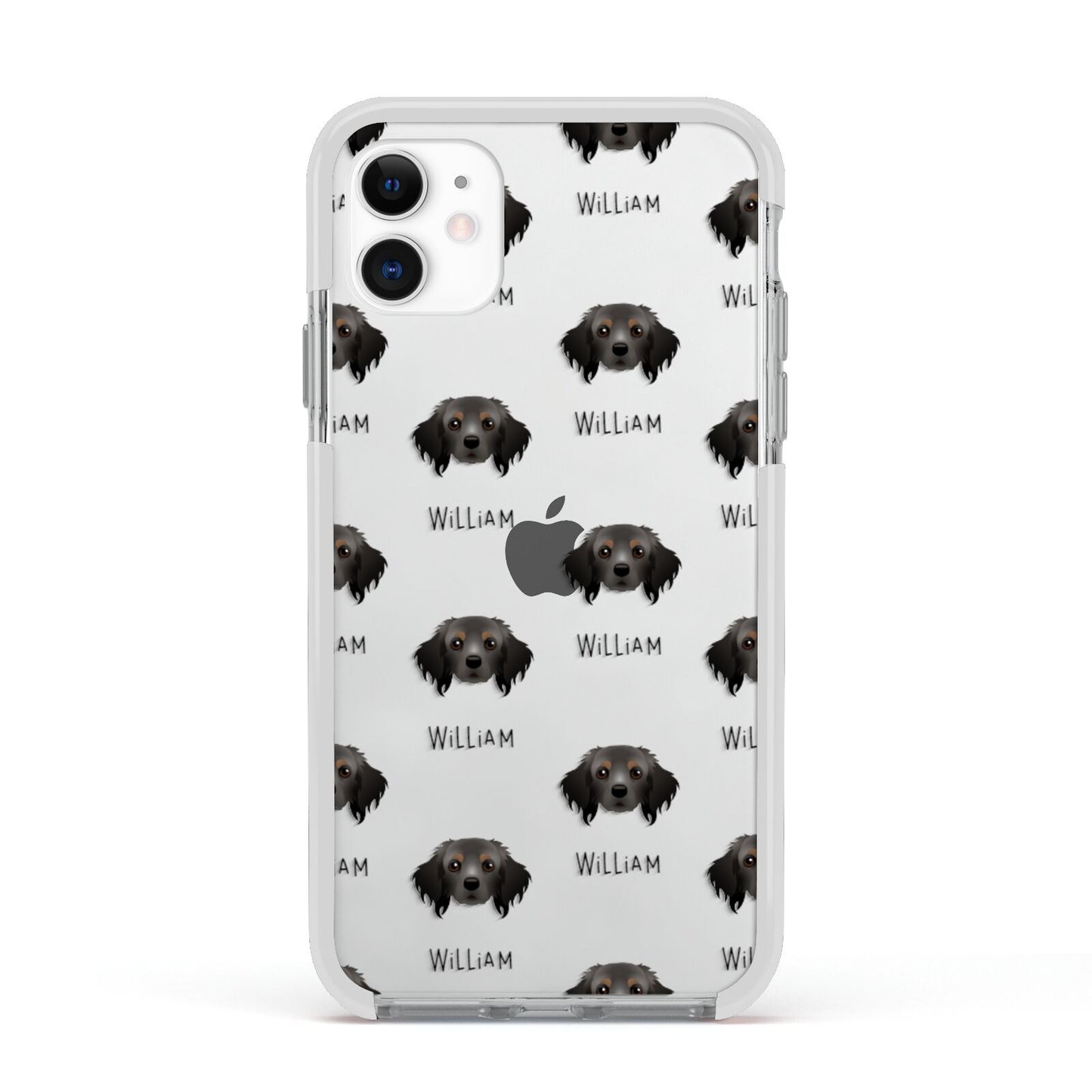 Cavapom Icon with Name Apple iPhone 11 in White with White Impact Case