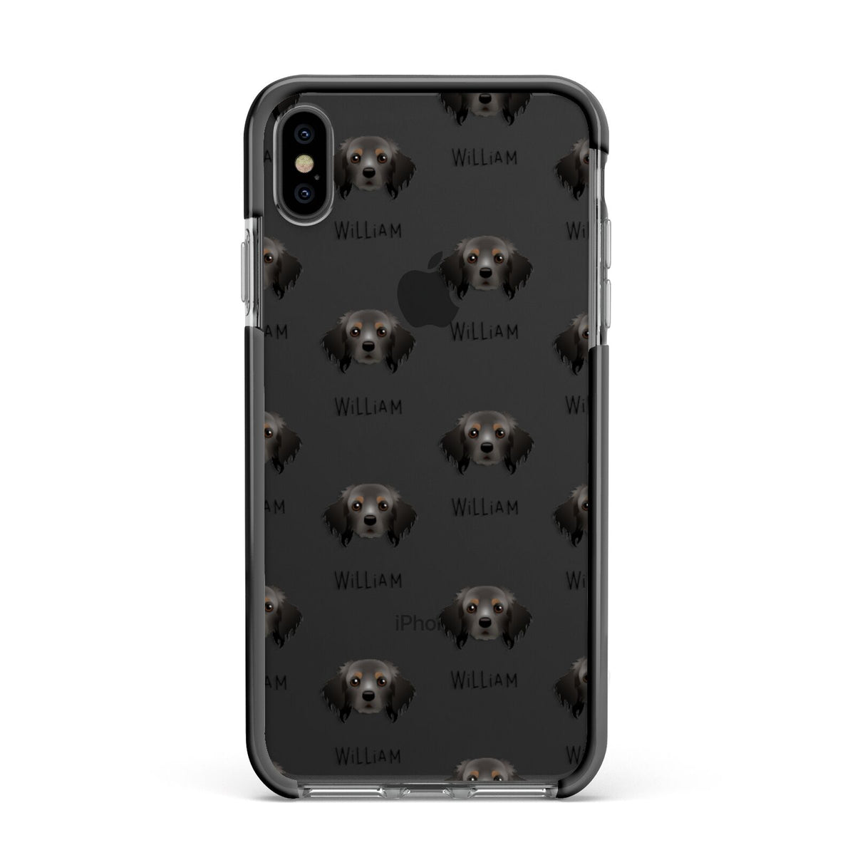 Cavapom Icon with Name Apple iPhone Xs Max Impact Case Black Edge on Black Phone