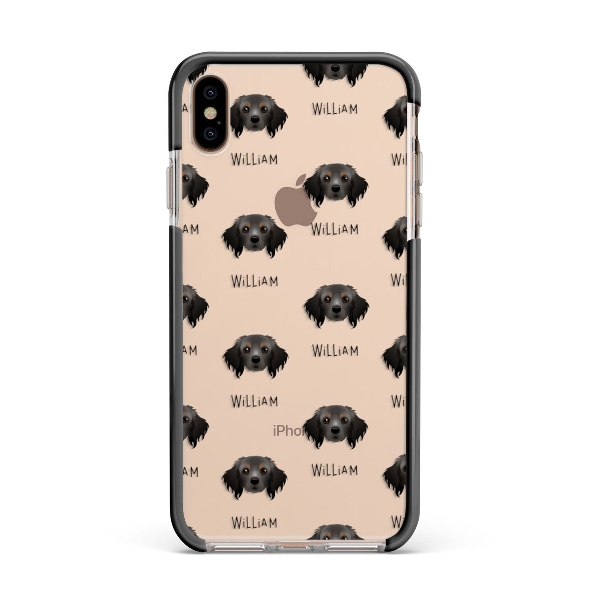 Cavapom Icon with Name Apple iPhone Xs Max Impact Case Black Edge on Gold Phone