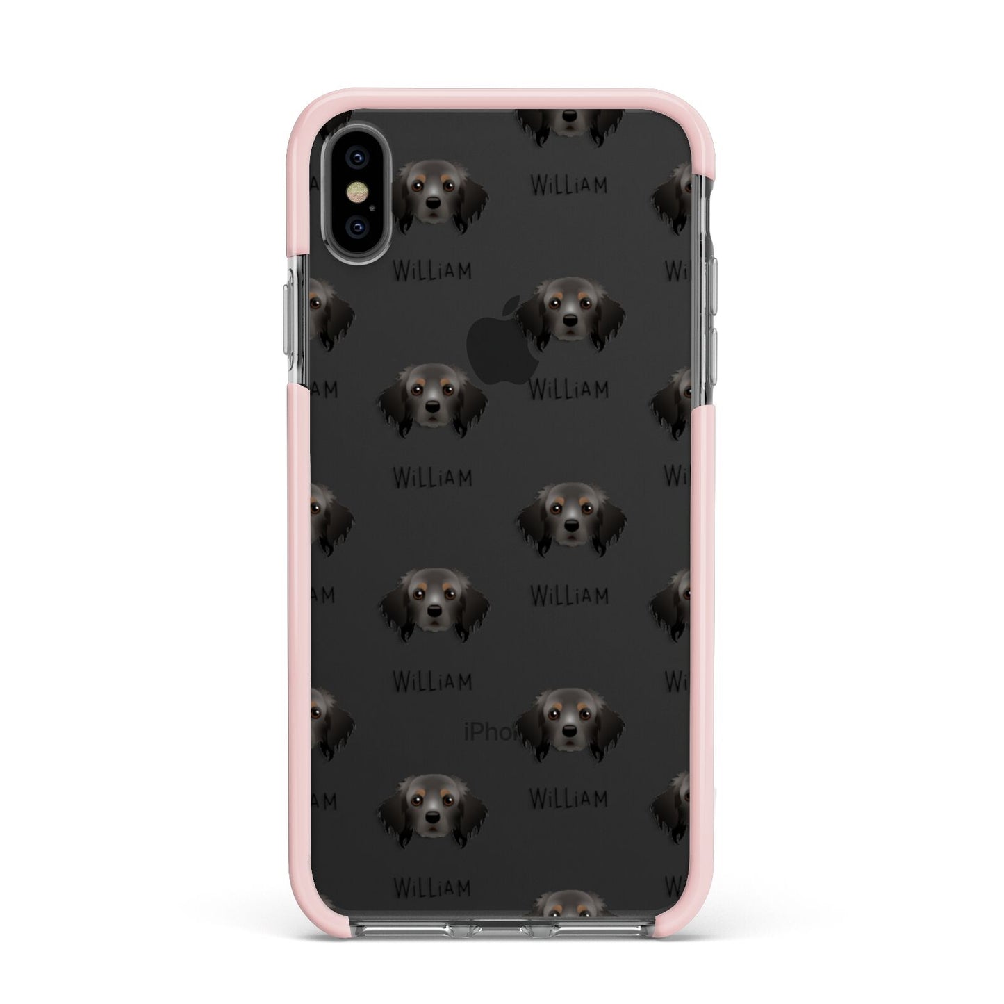 Cavapom Icon with Name Apple iPhone Xs Max Impact Case Pink Edge on Black Phone