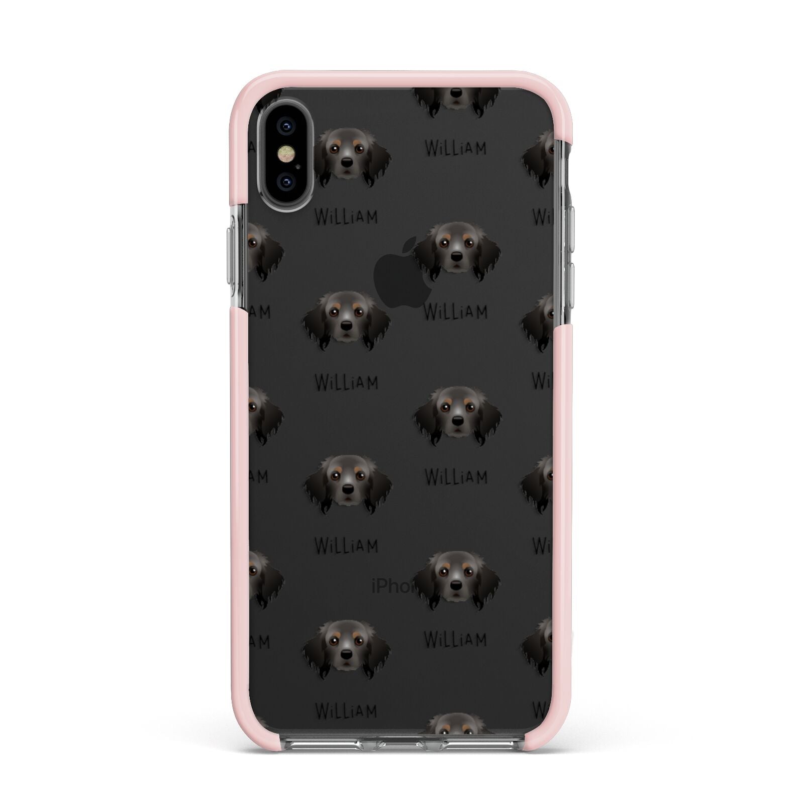 Cavapom Icon with Name Apple iPhone Xs Max Impact Case Pink Edge on Black Phone