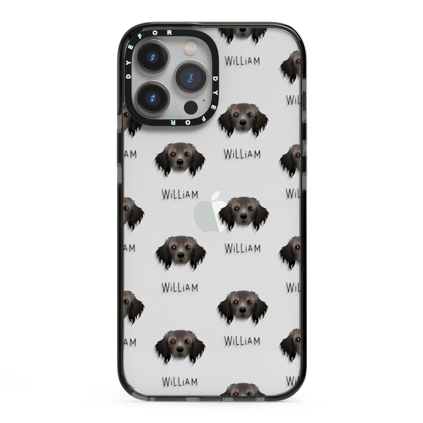 Cavapom Icon with Name iPhone 13 Pro Max Black Impact Case on Silver phone