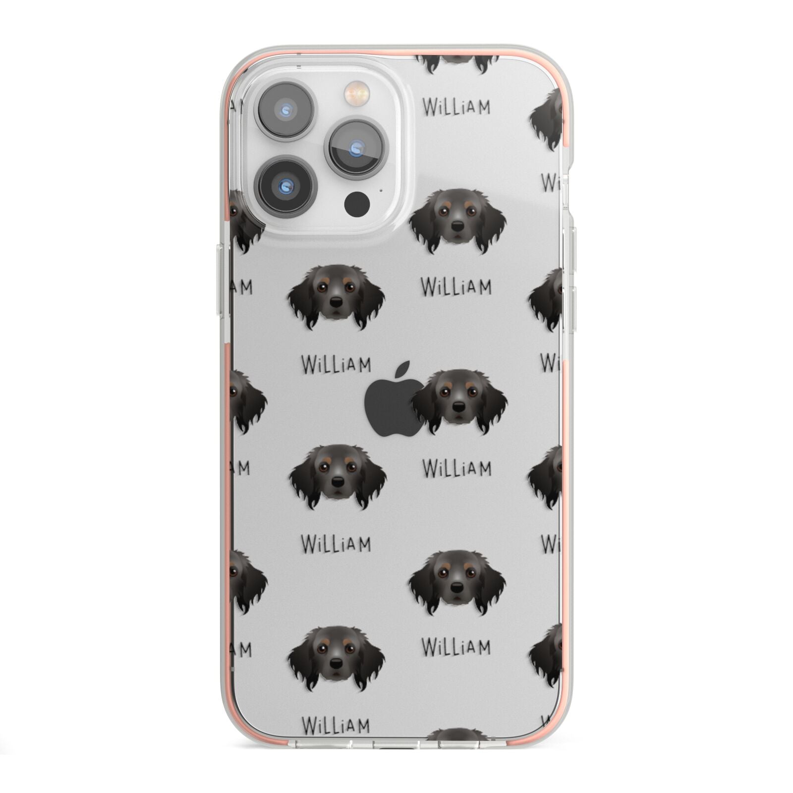 Cavapom Icon with Name iPhone 13 Pro Max TPU Impact Case with Pink Edges