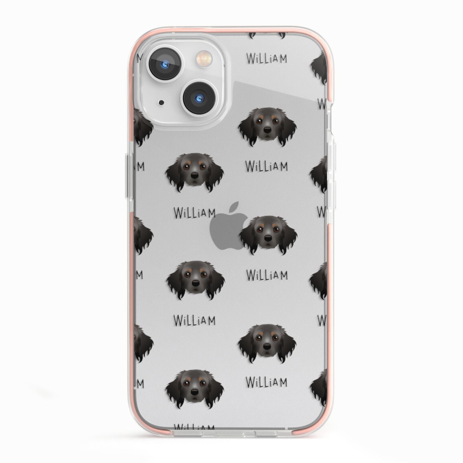 Cavapom Icon with Name iPhone 13 TPU Impact Case with Pink Edges
