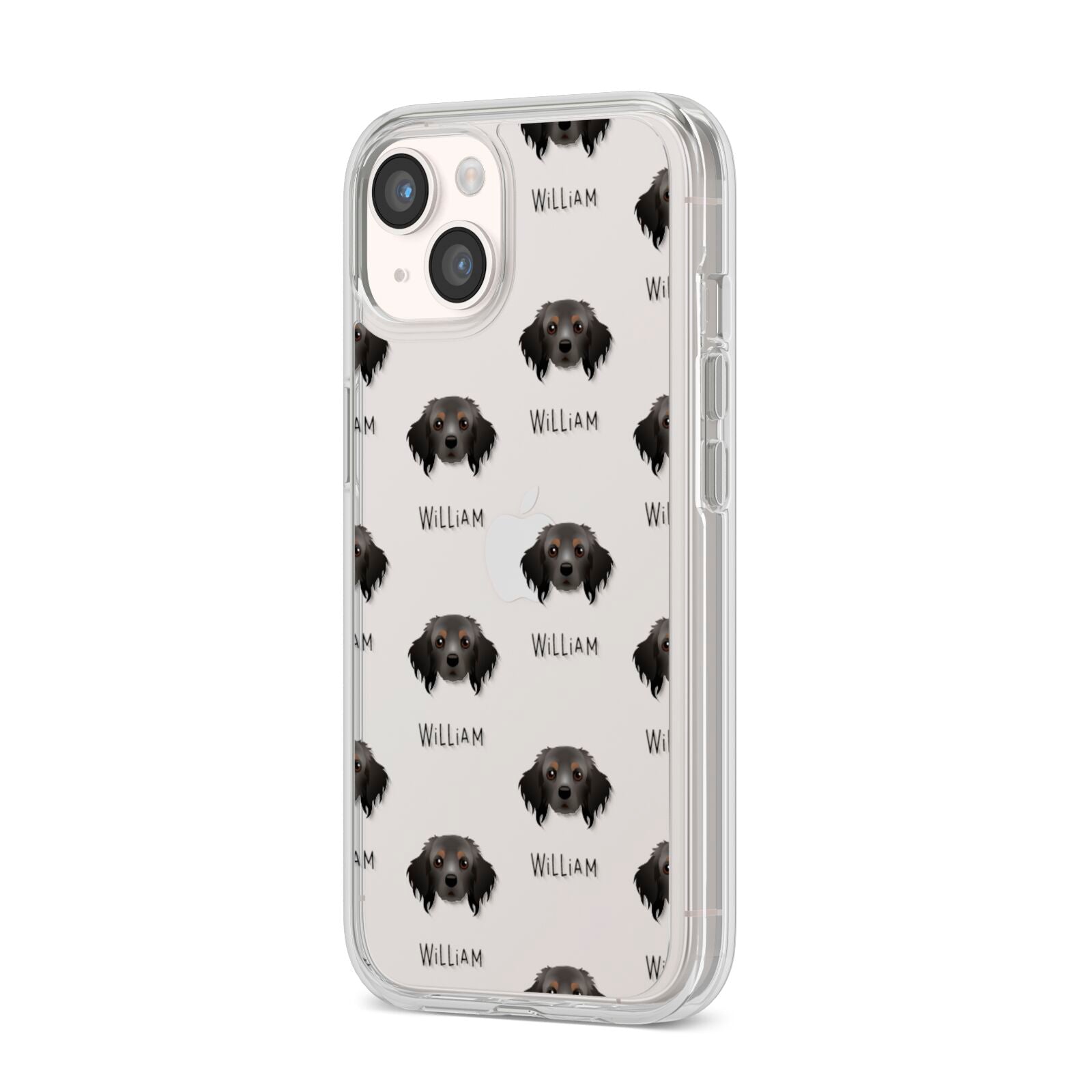 Cavapom Icon with Name iPhone 14 Clear Tough Case Starlight Angled Image