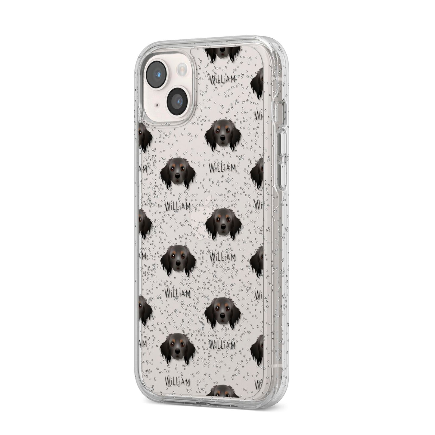 Cavapom Icon with Name iPhone 14 Plus Glitter Tough Case Starlight Angled Image