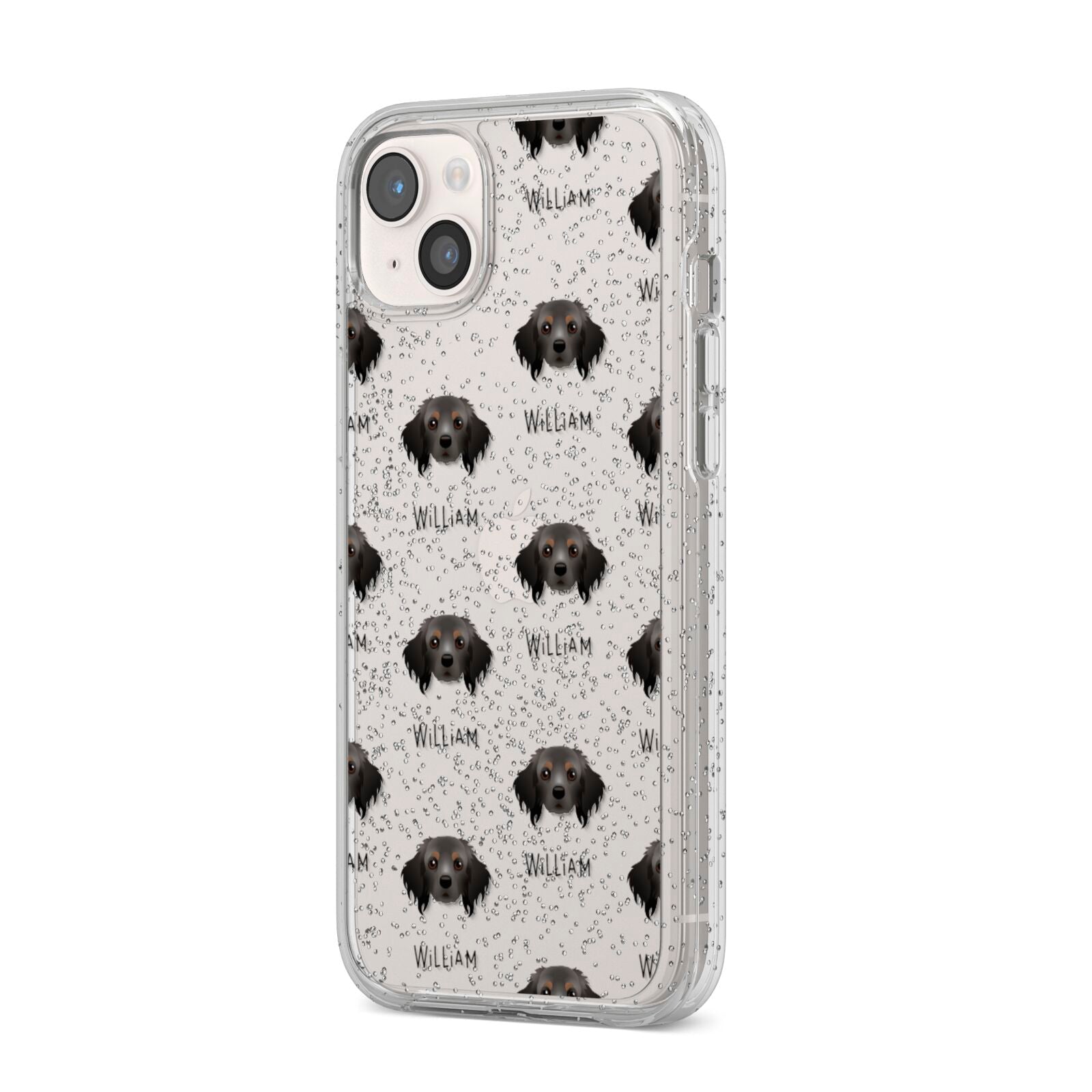 Cavapom Icon with Name iPhone 14 Plus Glitter Tough Case Starlight Angled Image